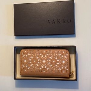 COPY - Vakko leather laser cut wallet, new in box, never used